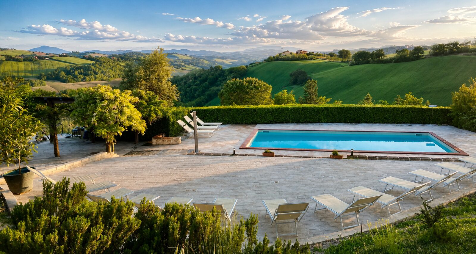 Pool and rolling hills