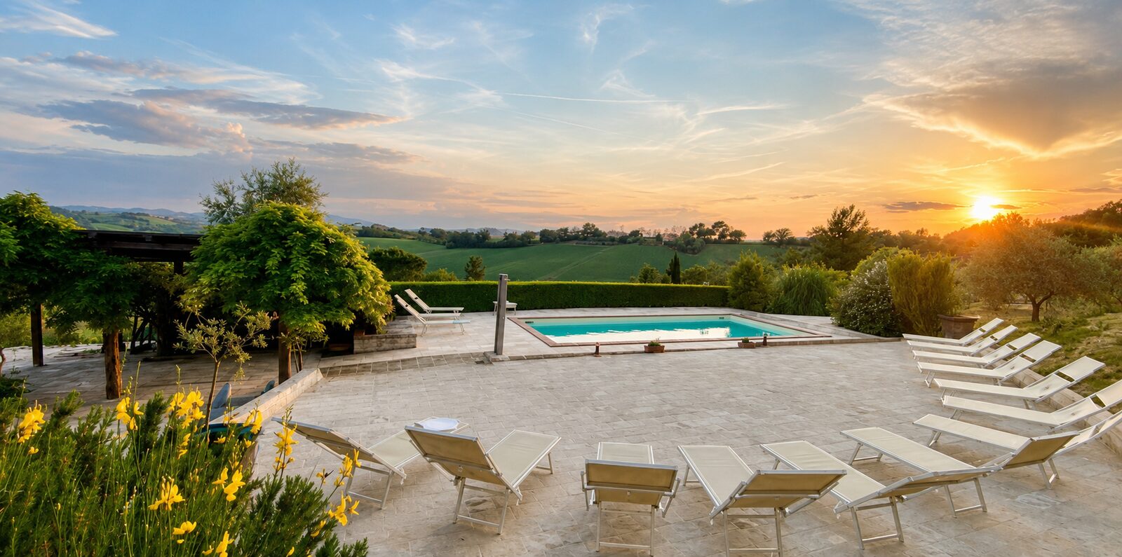 Pool at sunset